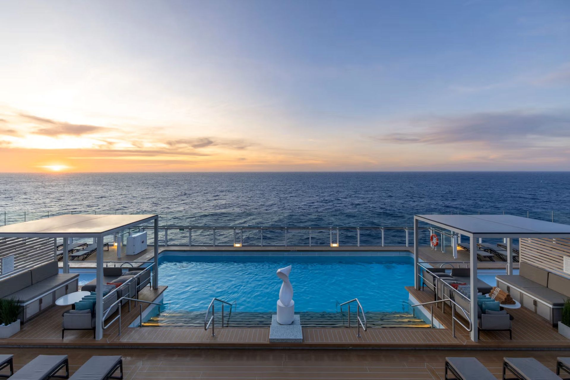 Silver Nova — Aft Pool at Sunset