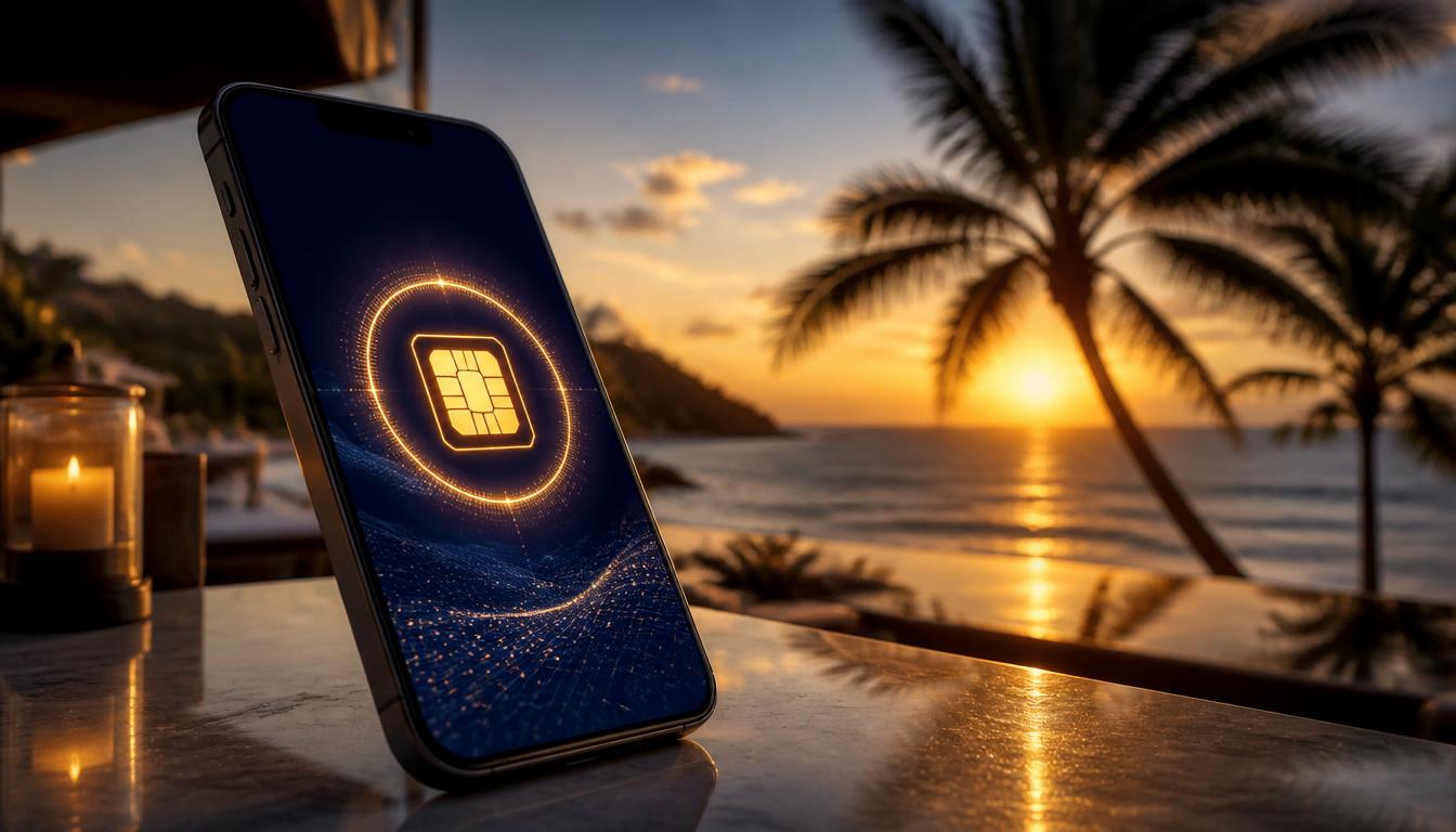 Free eSIM on a tropical holiday